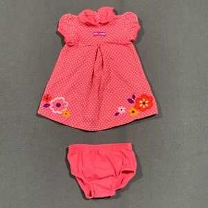 Child of Mine by Carters Baby Girl Pink‎ Polka Dot Floral Dress Set 18M